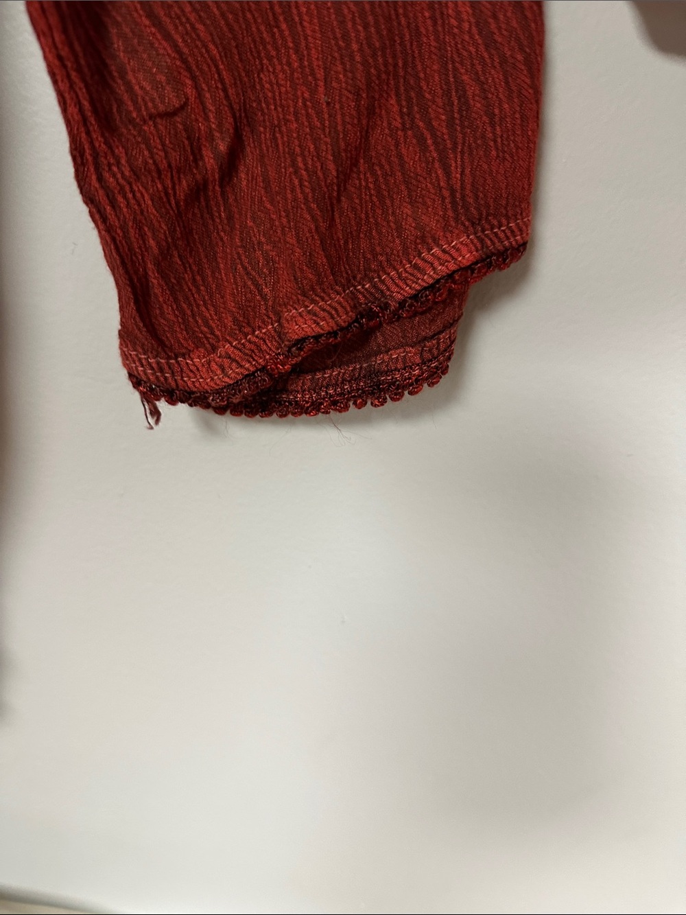Soft Rust  Embordered Peasant Blouse, Long Sleeve M/L - Picture 5 of 6